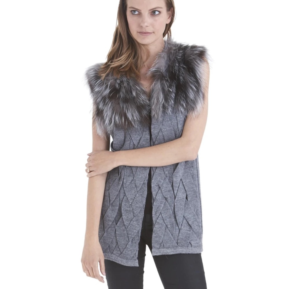 Love Token Fox Fur Trim Sweater Sz XS